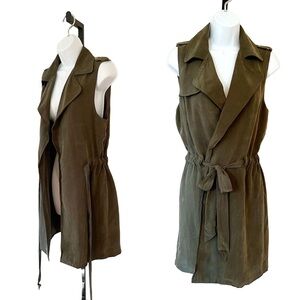 Anthropologie Olive Green Long Utility Tie Vest size L